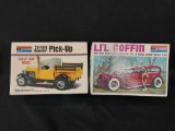 2 Model Car Kits - Monogram 1929 Ford Roadster Pickup & Lil Coffin