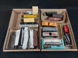2 Boxes of HO Scale Tyco, Varney, Athearn, & Roundhouse Train Cars