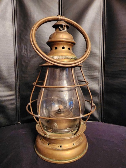 Early antique brass gate keepers lamp / lantern