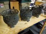 Cast iron flower pot holders, bid x 3