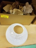 Early parlor oil lamp, complete, white frosted shade