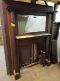 Oak fireplace mantle, 62 x 80 in