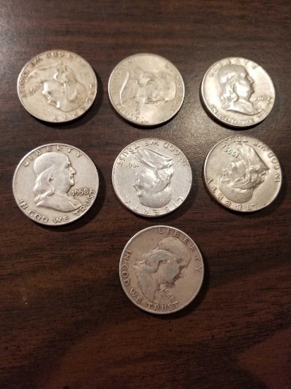 Franklin silver halves, bid x 7