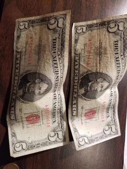 $5 red seal notes, bid x 2