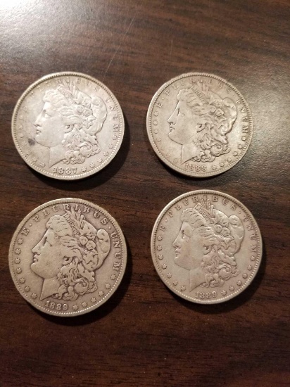 Morgan silver dollars, 1887, 88, (2)89. bid x 4