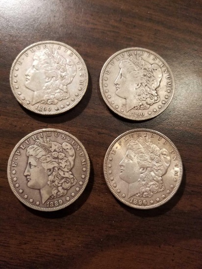 Morgan silver dollars, (2)1889o, 1890, 1896, bid x 4