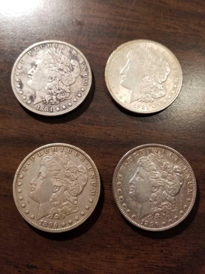 Morgan silver dollars, 1896, 96o, 84, 21. bid x 4