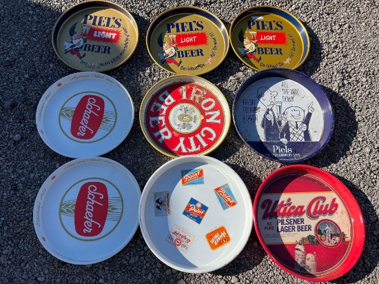 (9) Vintage Metal Beer Trays