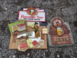 Assortment of Beer Themed Hanging Decor and Small Statues