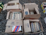 six boxes of assorted records - John denver, religion, country, Alice cooper, rock, and more