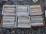 six boxes of Records - country, bluegrass, oldies, rock, Creedence Clearwater Revival, and more