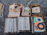 seven boxes of Records - country, orchestral, disney, and 45 records