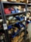 Metal shelf and contents, hardware