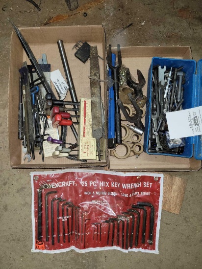 25pc hex key set, wrenches, ball joint tool, files, and more