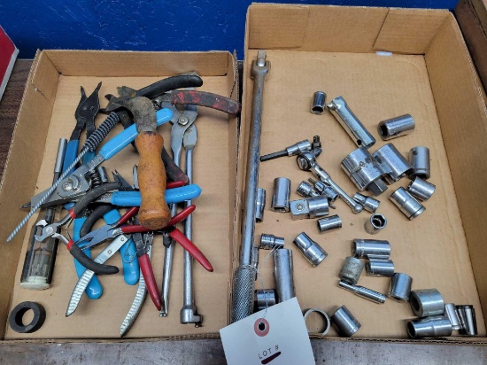 sockets, breaker bar, plyers, side cutters, and more