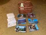 Vintage Postcard Collection With Basket