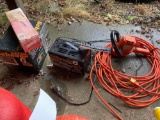Electric Hedge Trimmer, Battery Charger, & Foot Pump
