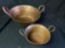 Pair of hand hammered copper double handled pails