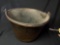 Brass hand hammered bucket with wrought iron handle