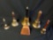 Group of assorted brass bells, 1 copper