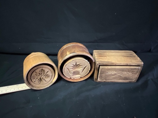 3 Assorted early butter molds