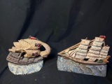 Pair of nautical ship door stops, one marked CN and other 107