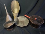 Vintage popper, oiler, small ash bucket, funnel