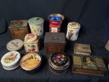 Group of various advertising tins. Beckers, Victor, and more