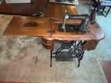Goodrich B treadle sewing machine with nice oak case