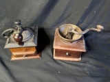Pair of vintage coffee grinders, one marked Adams