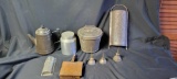 Metal kettle, ash pan, oilers