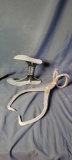 Handy cobbler stand, antique ice tongs