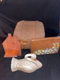 Wooden Swan, Picnic Basket with Paint