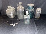 wire lid jars, vinegar bottle