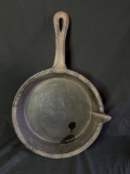 Large cast iron skillet with spout