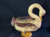 Wood carved swan figure
