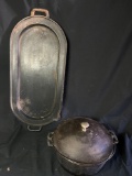 Wagner round roaster and cast iron griddle