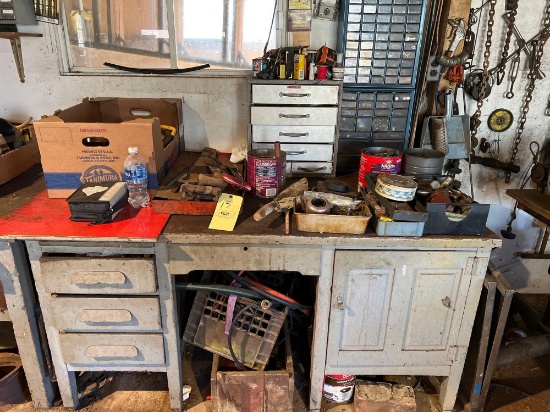 Wood Desk and Contents, Tools and Hardware, Organizer