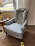 2 blue upholstered chairs