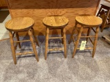 (3) wood stools