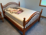 Cherry queen size bed, Amish made, memory foam mattress