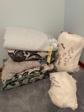 Queen bed sheets & blankets, pillows