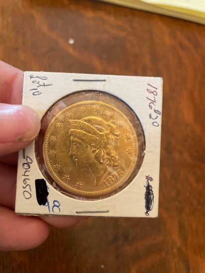 1876 $20 gold coin