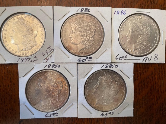 (5) Morgan silver dollars