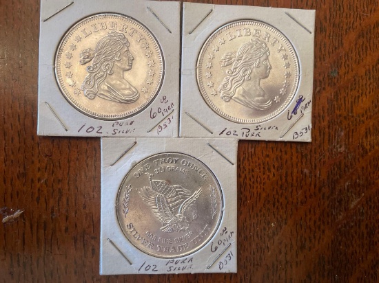 (3) 1oz silver liberty + trade unit