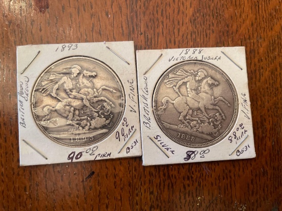 1888 & 1893 Victoria silver coins