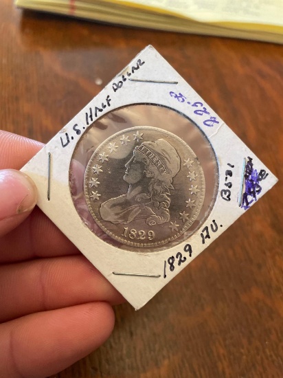1829 AU US half dollar