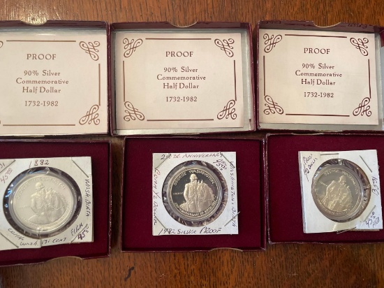 (3) 90% silver commemorative half dollars