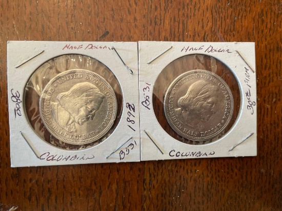 (2) 1892 Columbia half dollars