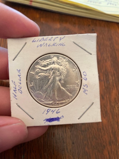 1946 walking liberty half dollar MS 60